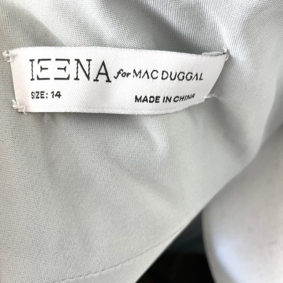 Mac Duggal Grecian Cold Shoulder Backless Gown In Golden Blue 26362 Size 14 New - Picture 15 of 16